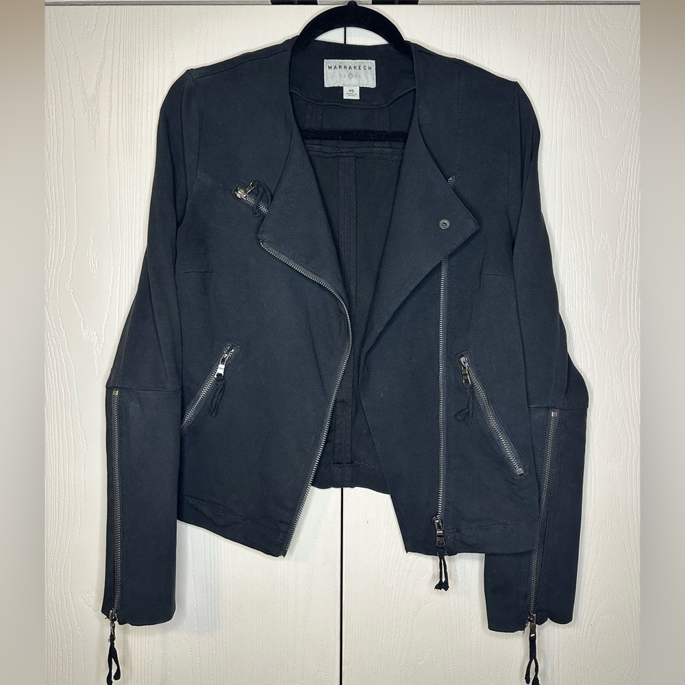 𝅺ANTHROPOLOGIE Marrakech Jacket Zippered Cropped Moto Size XS